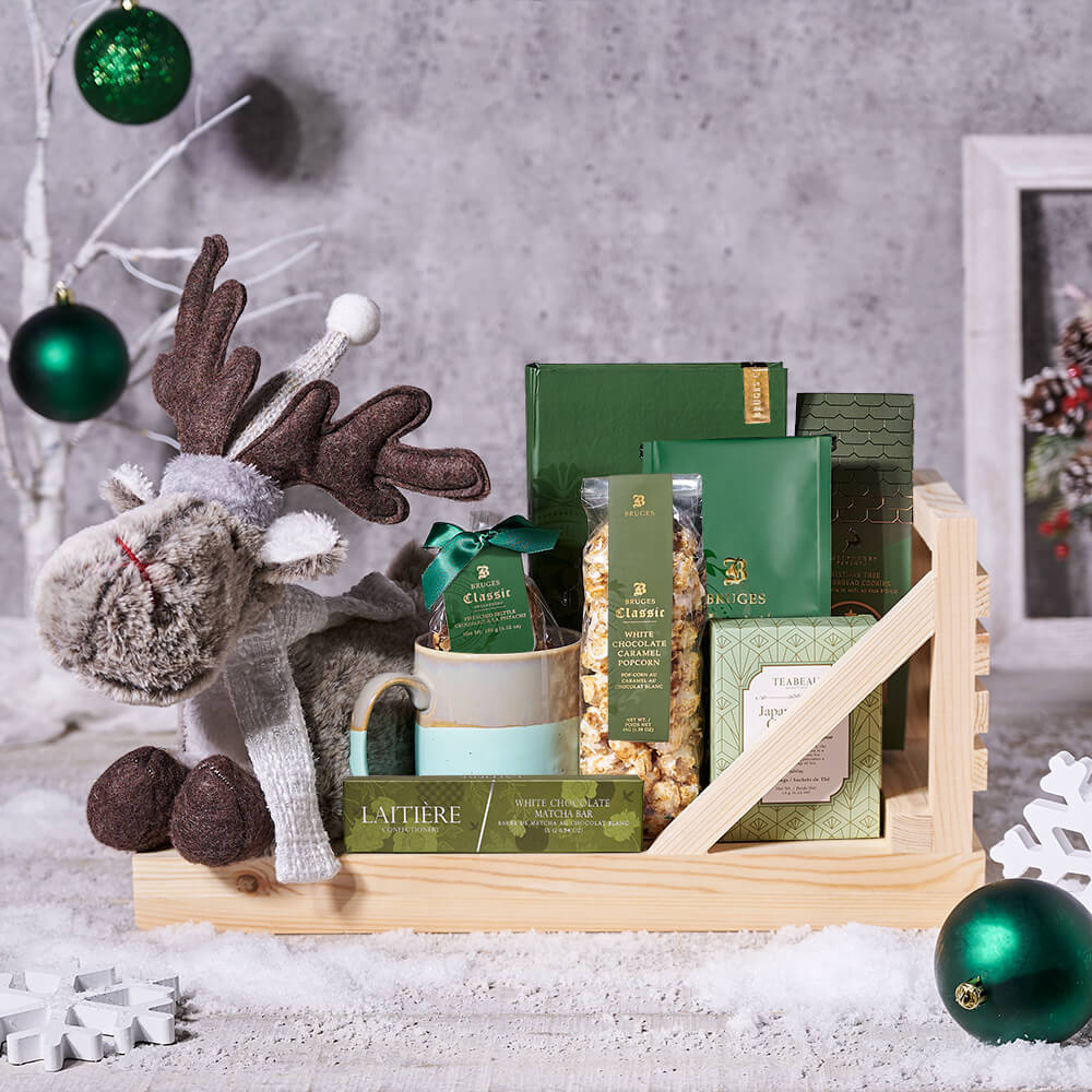 Christmas Tea & Cookies Gift Basket, USA – how the gift is presented