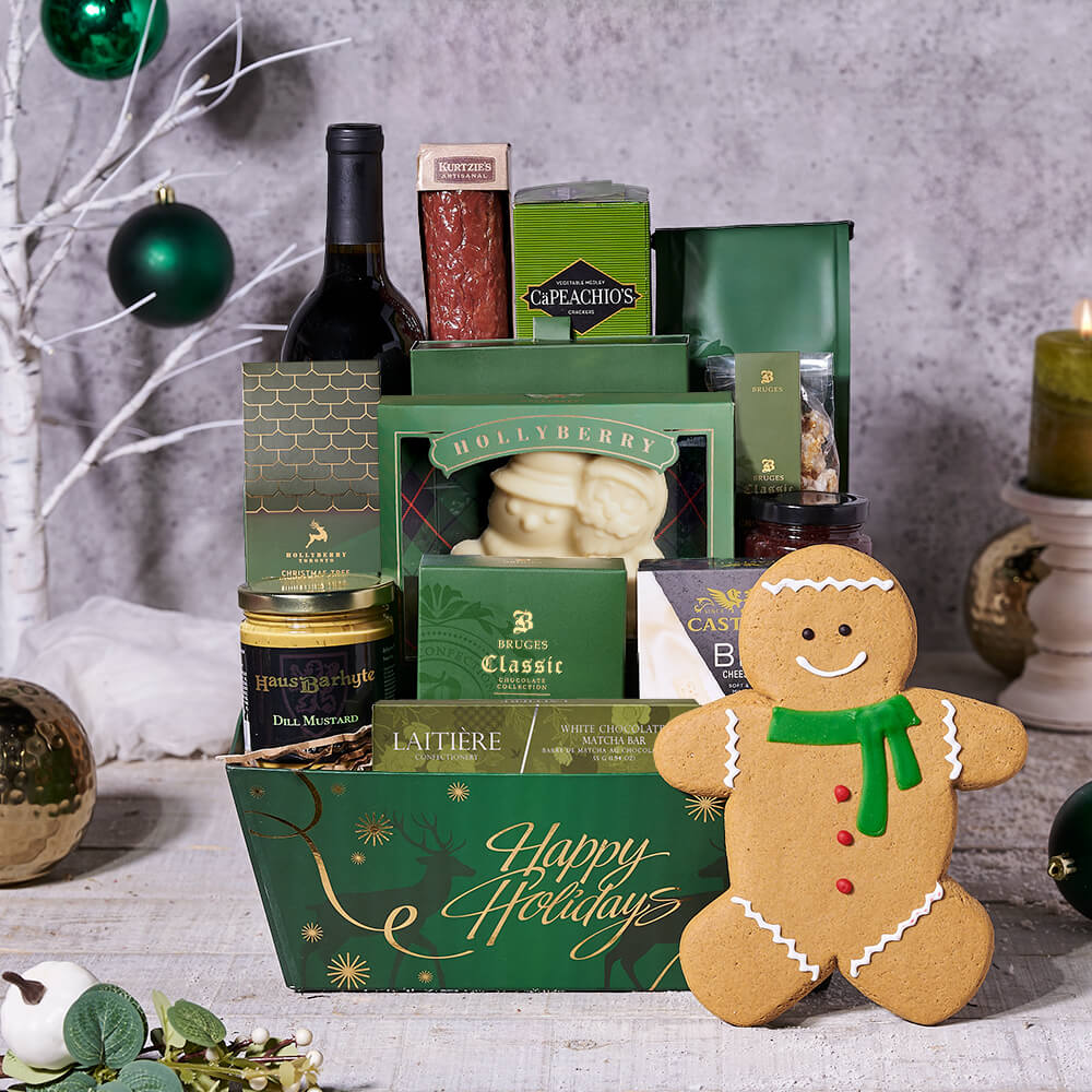 Christmas Wine with Cheese Tray – how the gift is presented