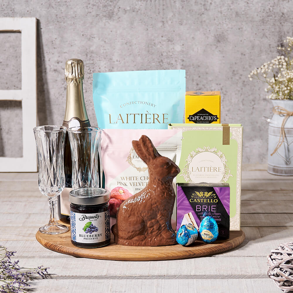 Delicate & Delicious Easter Gift, easter gift, easter, gourmet gift, gourmet, chocolate gift, chocolate, sparkling wine gift, sparkling wine, champagne gift, champagne