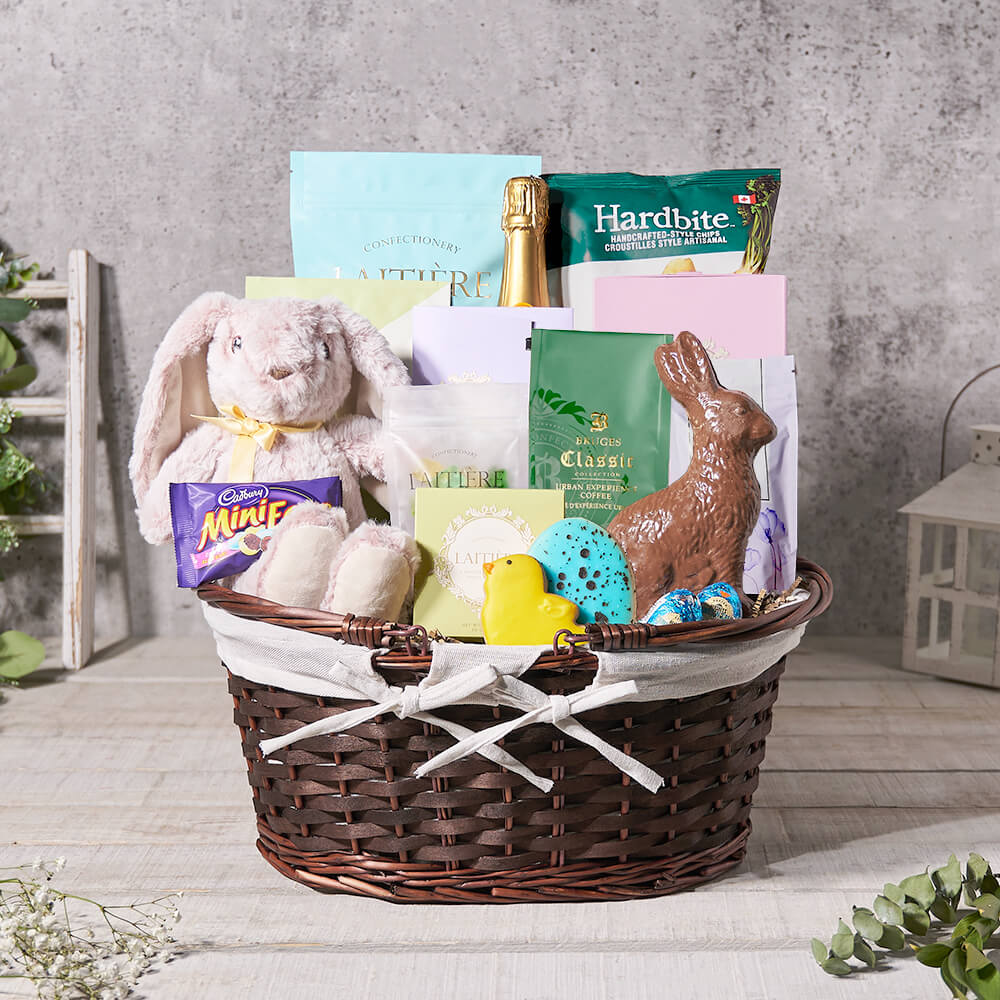 Basket with Easter Sparkling Wine – how the gift is presented