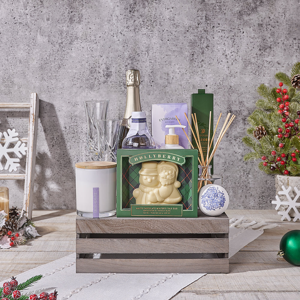 Sparkling Wine Spa Gift with Lavender – how the gift is presented