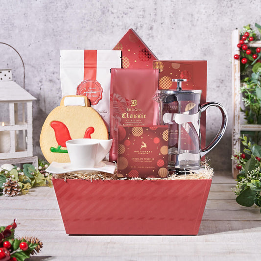 Festive Coffee Gift Basket, christmas gift, christmas, holiday gift, holiday, gourmet gift, gourmet, coffee gift
