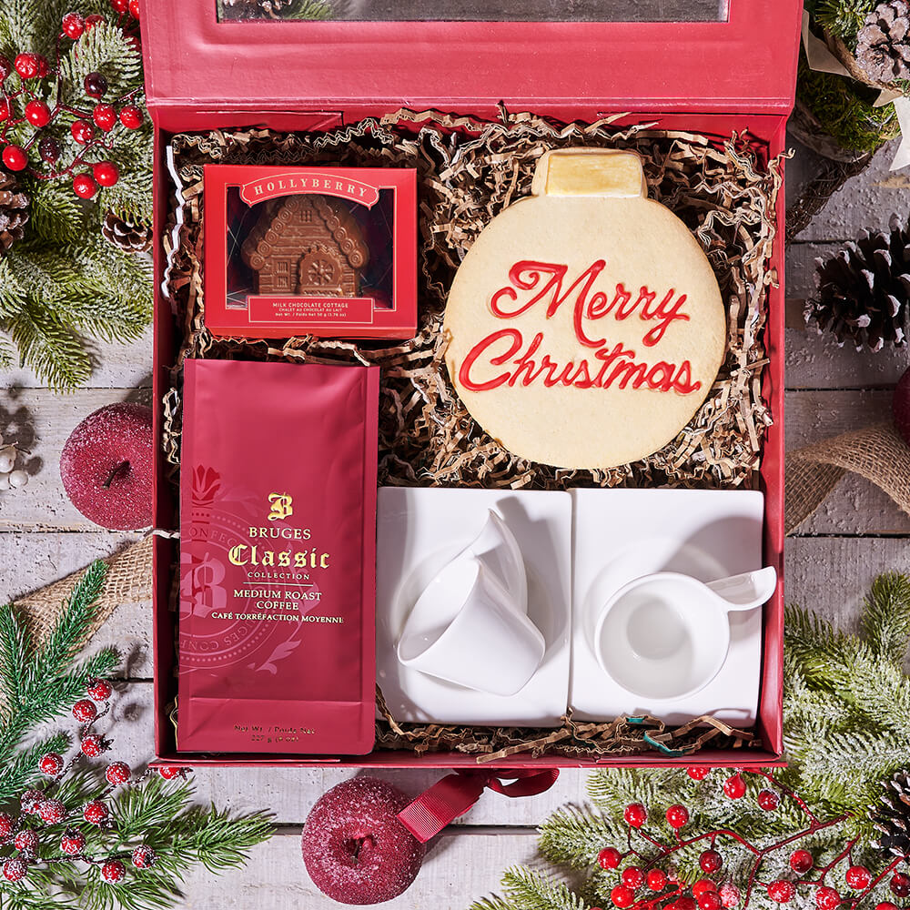 Festive Red Coffee and Treats Box – how the gift is presented