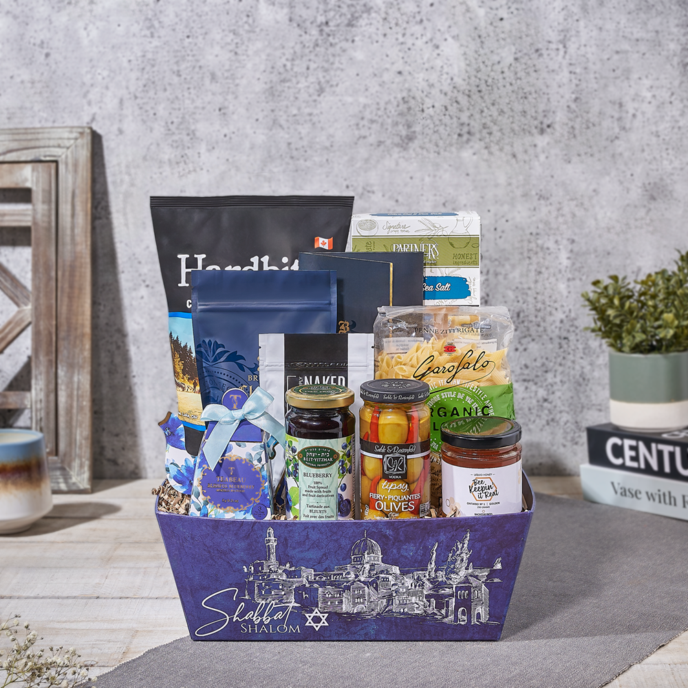 Hanukkah Kosher Pasta Gift Tray – how the gift is presented