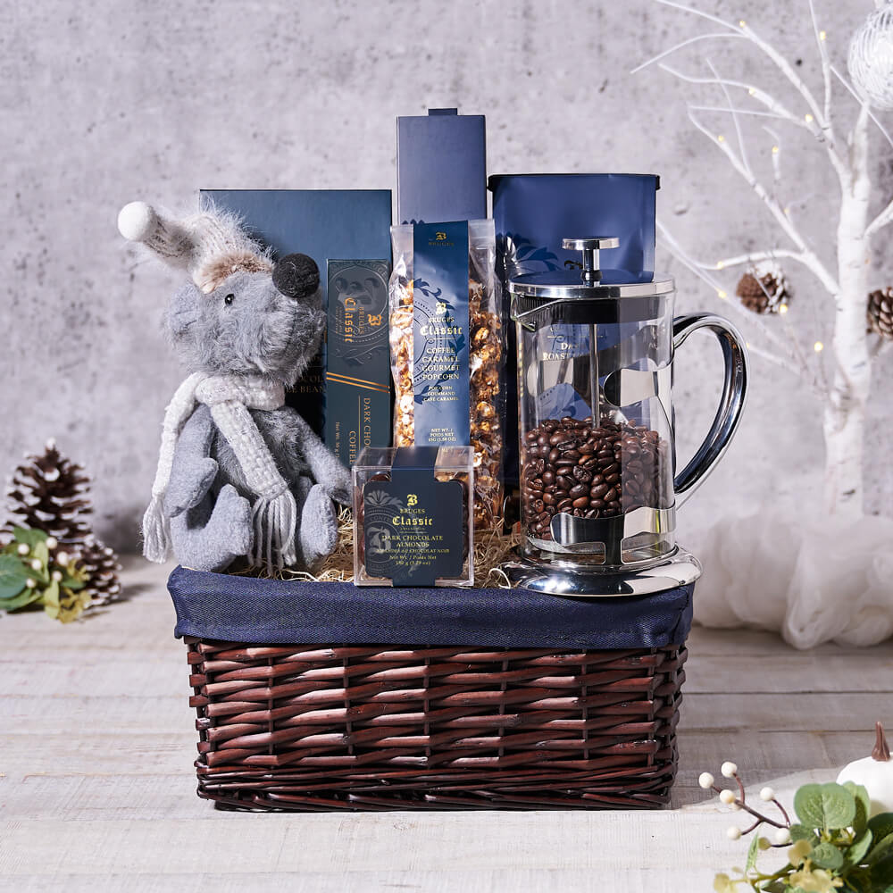 Christmas Chocolate Coffee Basket – how the gift is presented