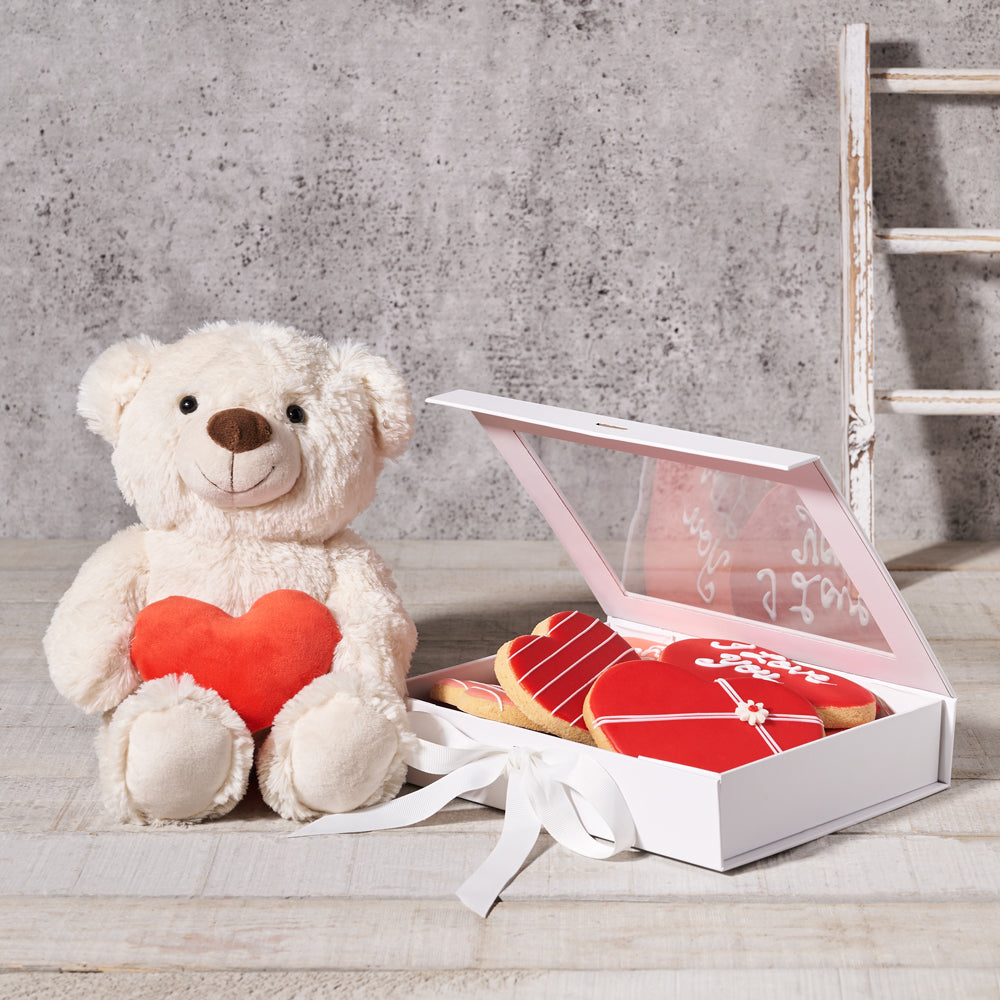 Heart-Shaped Cookies and Bear Gift – how the gift is presented