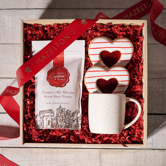 Valentine’s Day Hot Chocolate & Cookies Gift Set, Valentine's Day gifts, cookie gifts Hazelton's 