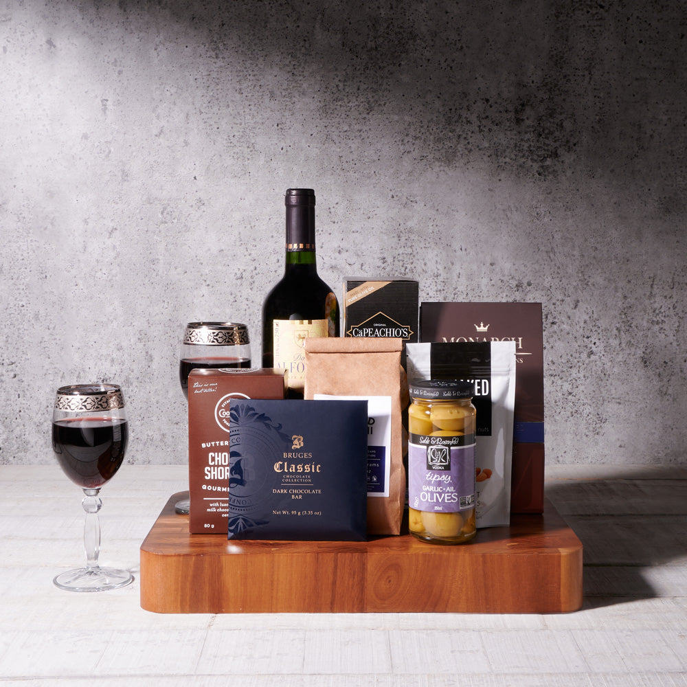 Hanukkah Wine and Chocolate Gift – how the gift is presented