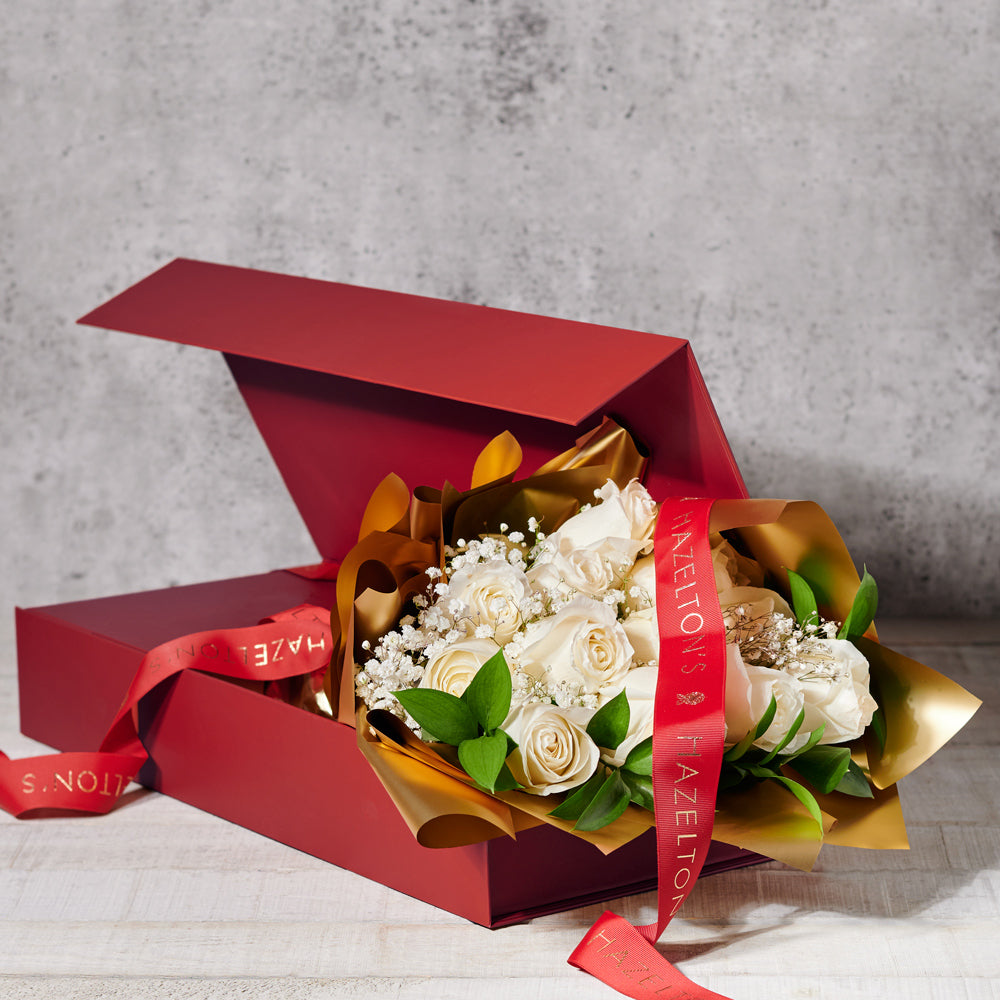 Pure Elegance White Rose Bouquet & Box