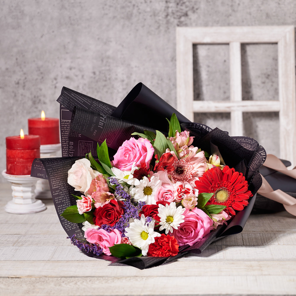 Mixed Seasonal Floral Bouquet – how the gift is presented