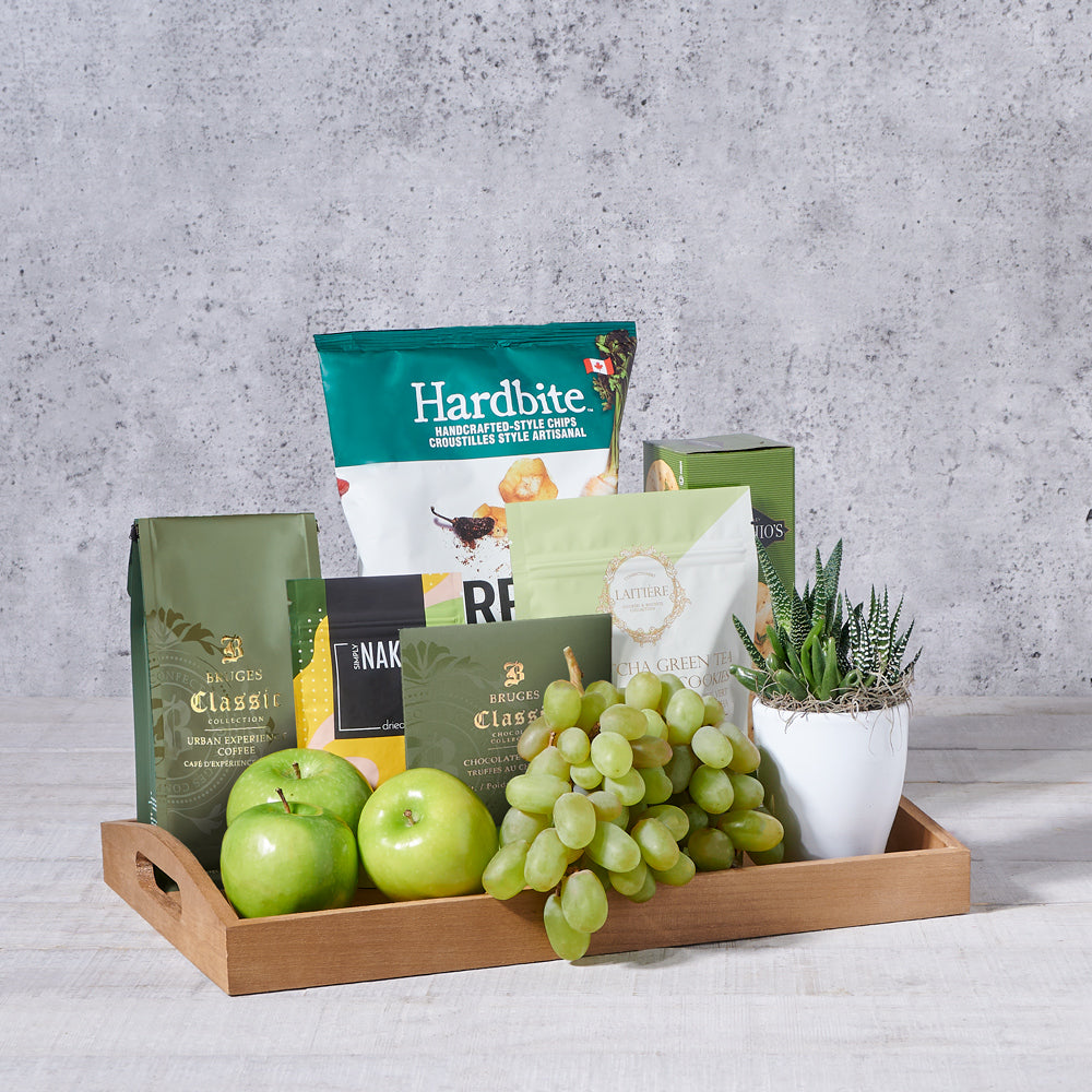 Green Treats Gift Tray – how the gift is presented