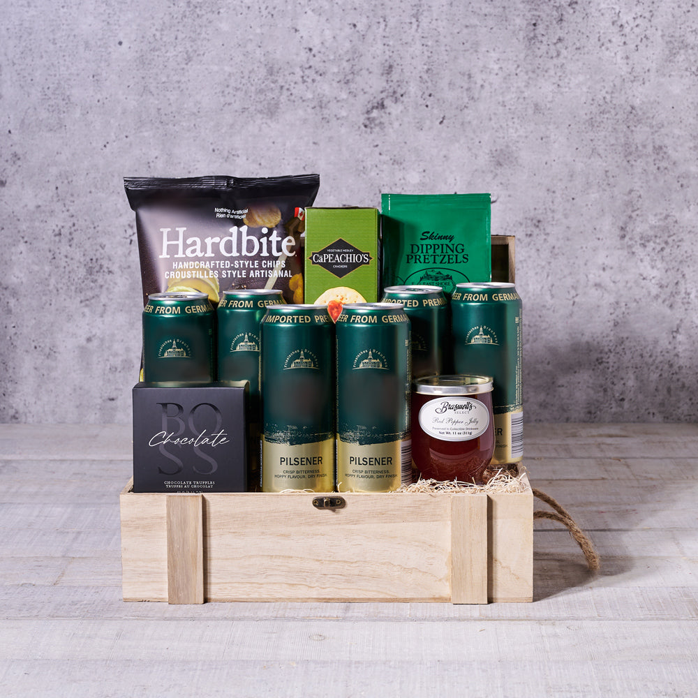 Beer Crate with Artisanal Snacks – how the gift is presented