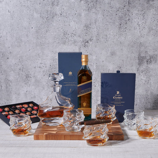 VIP Liquor Decanter Gift Basket, liquor gift, liquor, liquor gift basket, decanter, decanter gift Hazelton's 