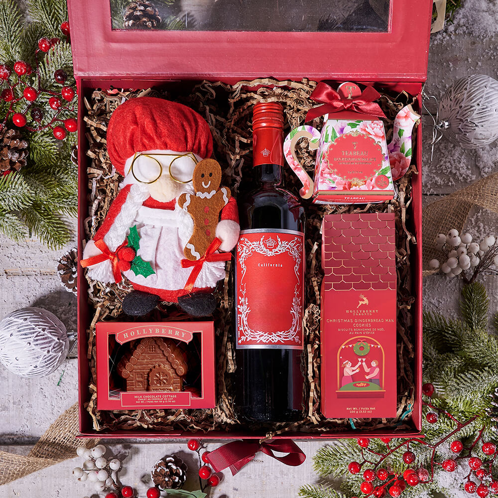 Holiday Wine and Tea Gift – how the gift is presented