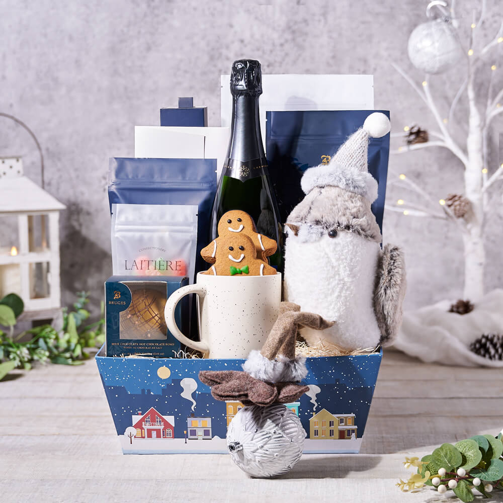 Festive Sparkling Wine Christmas Tray – how the gift is presented