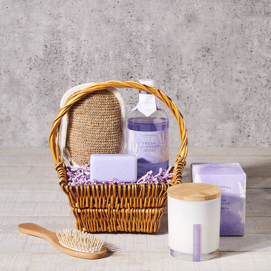 Spa Gift Set, Bath And Body Gift Set, Hairbrush, Candle, Bath Products, Bath Mitt, Bath, Bath & Body, Lavender, Soap, Spa Gift, Spa, Spa Gift Set Delivery, Delivery Spa Gift Set, Bath And Body Set