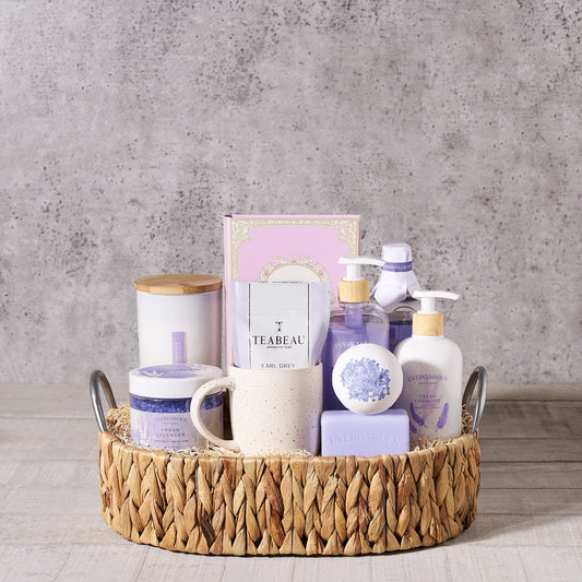 gift set, chocolate, tea, candle, mug, mother's day, lavender, skincare, bath and body, spa, gourmet, bestSeller, spa gift set delivery, delivery spa gift set, bath and body gift set bath and body gift set