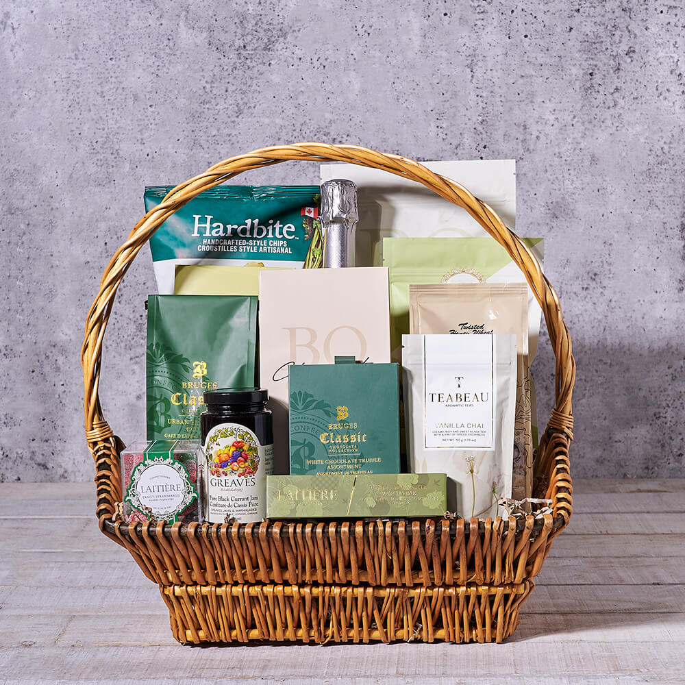 Rustic Sparkling Wine & Snack Basket, sparkling wine gift, sparkling wine, champagne gift, champagne, gourmet gift