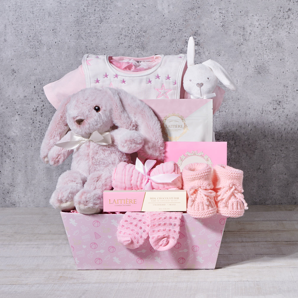 Baby Girl Bunny Gift Basket – how the gift is presented
