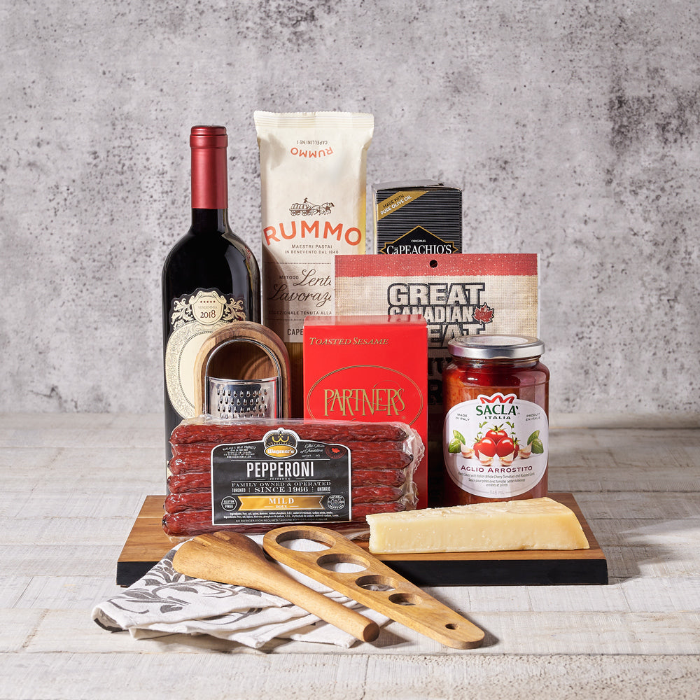 Cured Meat and Wine Gift Basket – how the gift is presented