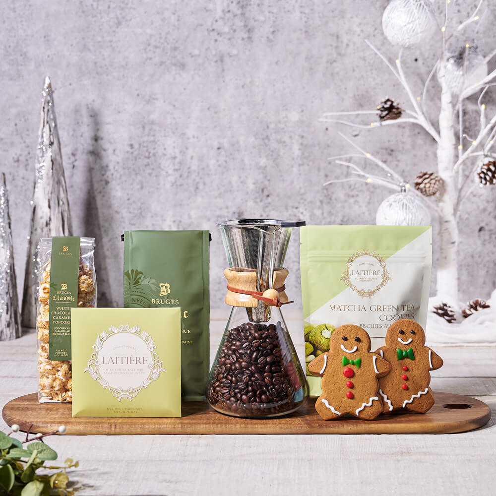 Holiday Popcorn and Coffee Basket – how the gift is presented