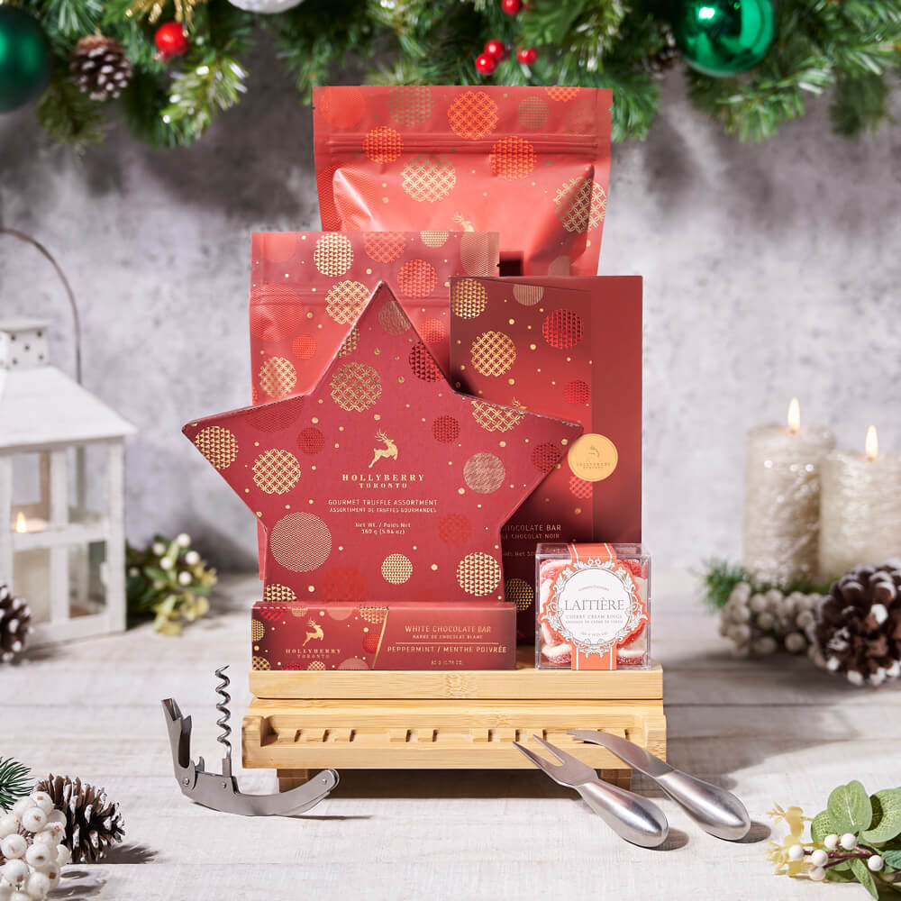 Holiday Bamboo Piano Snack Basket – how the gift is presented