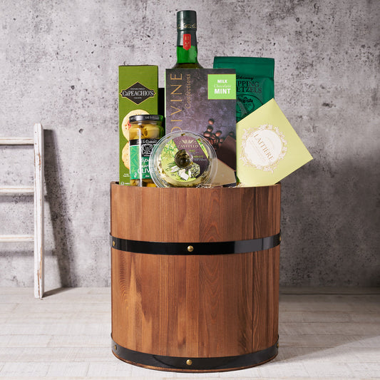 Lucky Green Liquor Gift Set, Gourmet Gift Baskets, Liquor Gift Baskets, Chocolate Gift Baskets