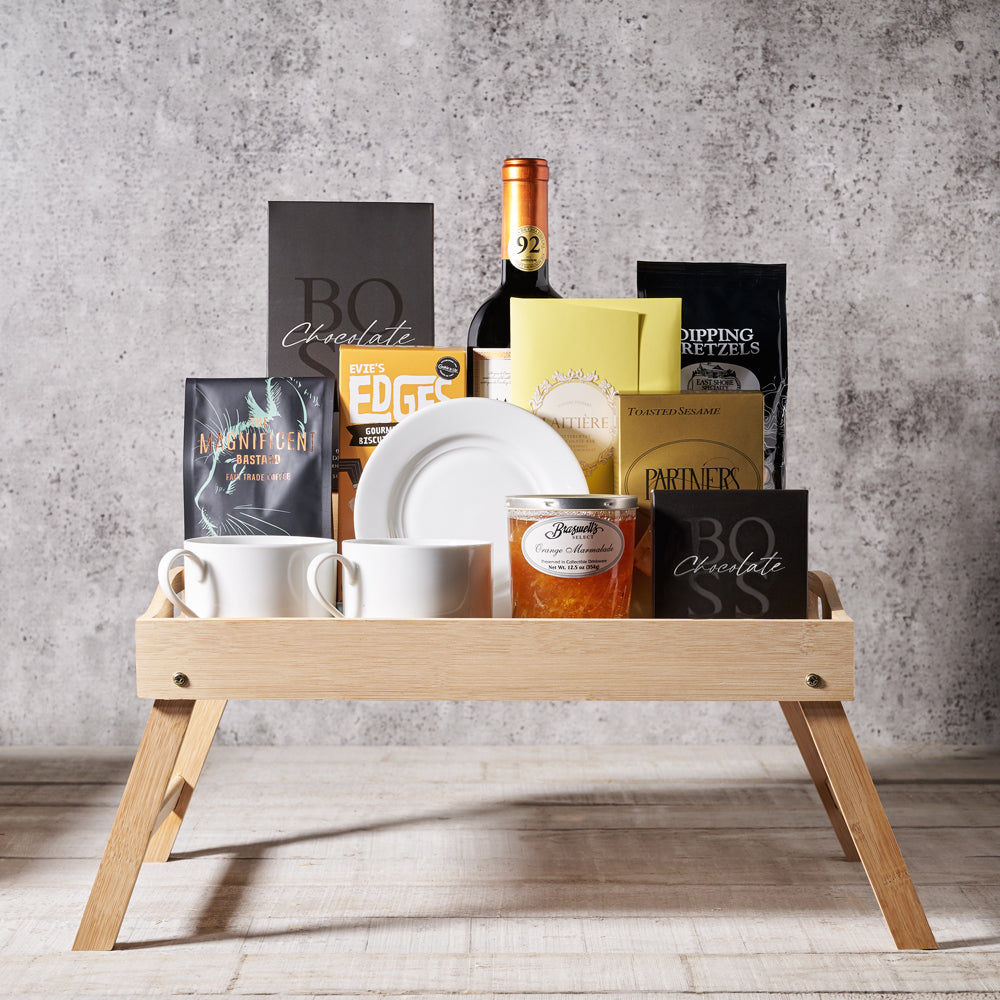 Wine and Gourmet Chocolate Truffles Basket – how the gift is presented